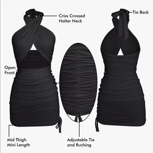 Halter criss cross tie up dress